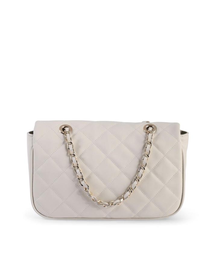 v italia by versace 1969 abbigliamento sportivo srl women's leather shoulder bag White quilted handbag with chain straps.