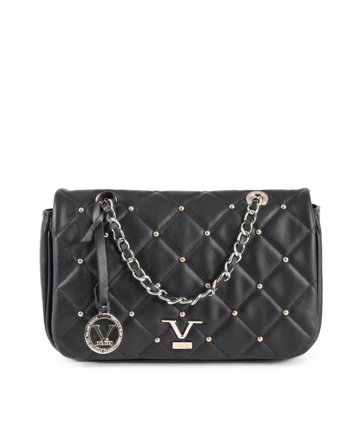 v539 btb109402 202506160310 00.jpg Black quilted handbag with silver chain detail