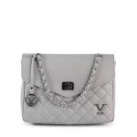 Grey quilted handbag with chain strap.