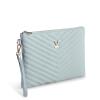 v italia by versace 1969 abbigliamento sportivo srl vitalia clutch light blue Light blue quilted clutch with wrist strap.