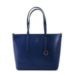 Elegant blue leather handbag with handles