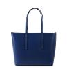 v italia by versace womens leather tote bag Blue leather tote handbag with handles