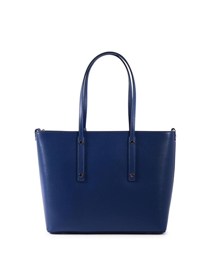 v italia by versace womens leather tote bag Blue leather tote handbag with handles