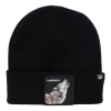 goorin lone wolf man beanie hat warm winter ski animal series black Black beanie with lone wolf patch