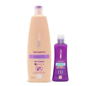 Lisststyle hair treatment and shampoo bottles.