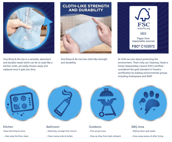 Viva Rinse durable, reusable cloth for versatile cleaning.