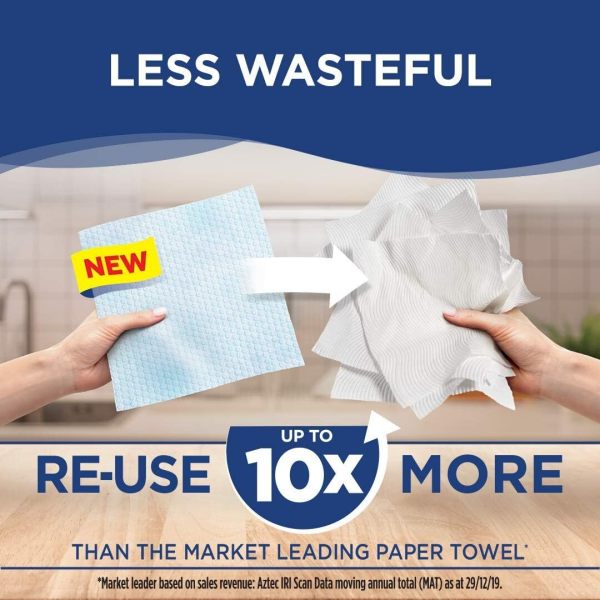 Reusable cloth outlasts paper towels by 10 times.