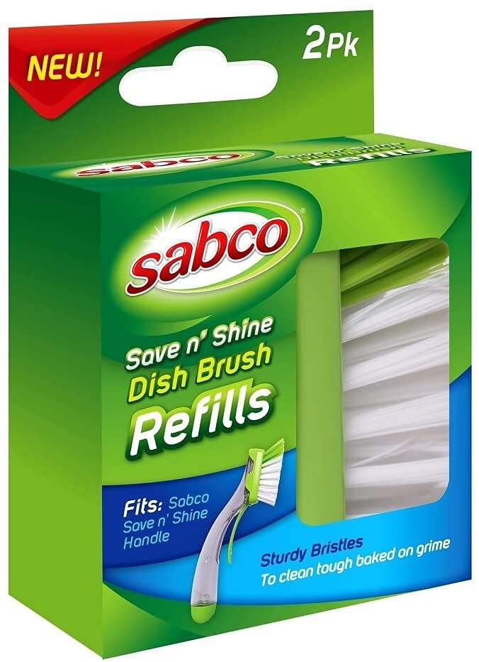 Sabco dish brush refills, two pack, sturdy bristles.