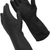 Black rubber cleaning gloves with textured grip