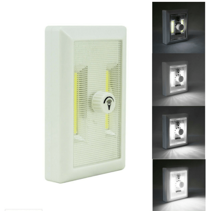 brillar wireless dimmer light with cob led technology white LED light switch with adjustable brightness knob.