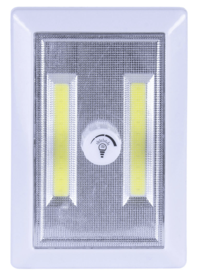 brillar wireless dimmer light with cob led technology white Wall-mounted LED light switch with two yellow strips.