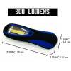 300 lumens handheld torch, dimensions indicated.