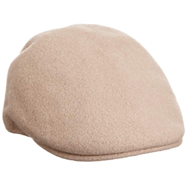 Beige wool flat cap hat, isolated on white background.