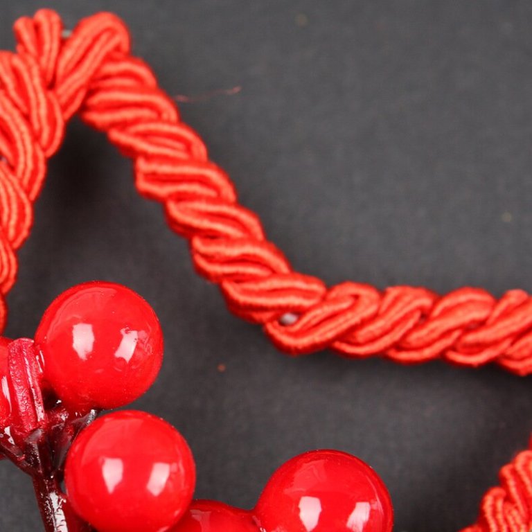 Red braided rope with bright red berries