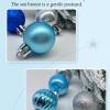49 piece christmas ornament set 3cm blue, silver baubles for christmas tree decoration Close-up of blue Christmas ornaments on display.