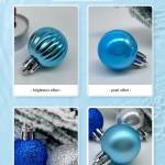 Four blue and silver Christmas baubles with different effects.