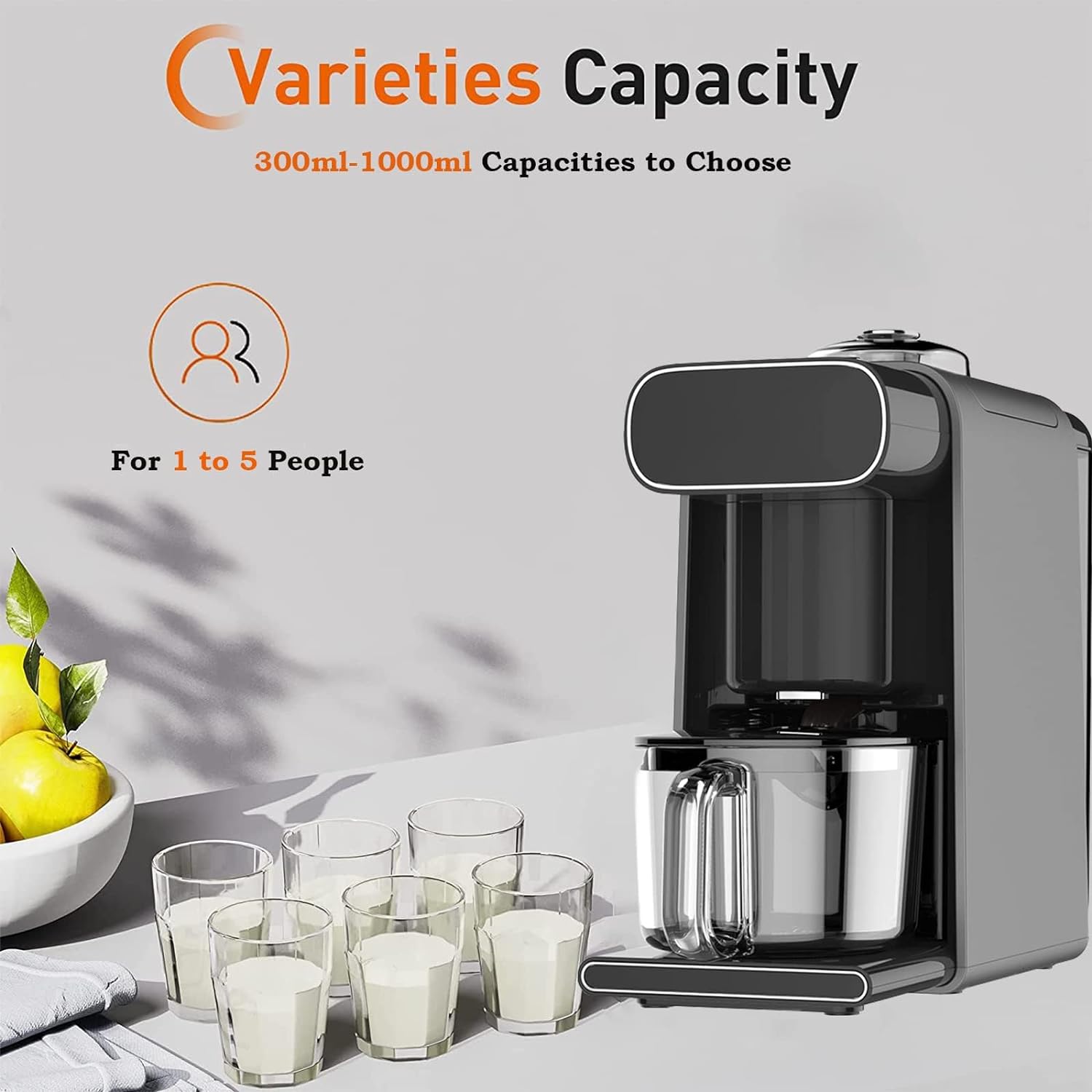 Versatile milk dispenser for small gatherings, 300-1000ml capacity.