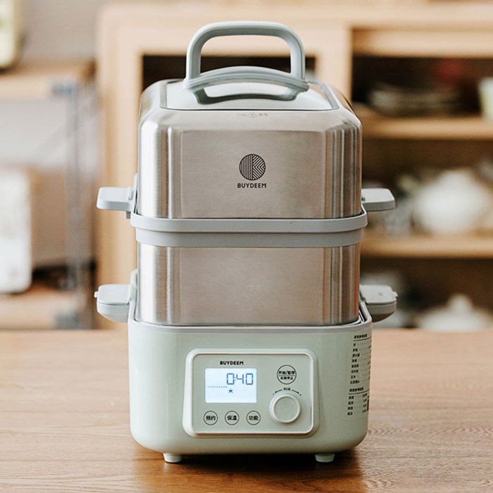 buydeem double tier 10l electric one touch digital multifunctional food steamer BUYDEEM 10L Digital Food Steamer with Double Tier Design