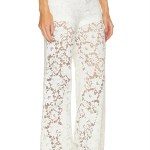 CHRSTYLE Lace Floral Loose Casual Wide Leg Pants for Women Elastic Waist See Through Mesh Summer Pants Beach Cover Ups 2025 3