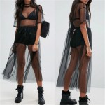t shirt women black gauze mesh sheer tops sheer long shirts casual loose t shirts transparent long short sleeve tops T Shirt Women Black Gauze Mesh Sheer Tops Sheer Long Shirts Casual Loose T-Shirts Transparent Long Short Sleeve Tops 2