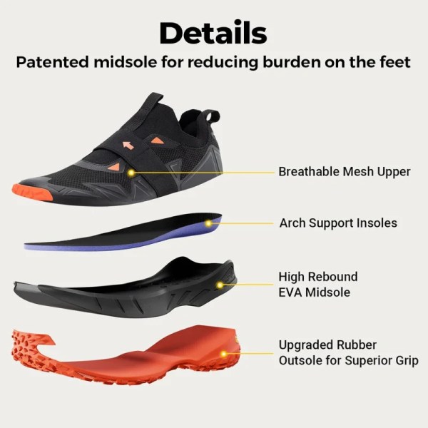 FitVille Men\'S Slip On Shoes Extra Wide Comfortable Orthopedic Hiking Sneakers With Arch Support Slip Resistant Travel Camping 6
