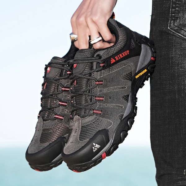 HIKEUP Men\'s Hiking Shoes Suede Leather Outdoor Shoes Wear-resistant Men Trekking Walking Hunting Tactical Sneakers 6