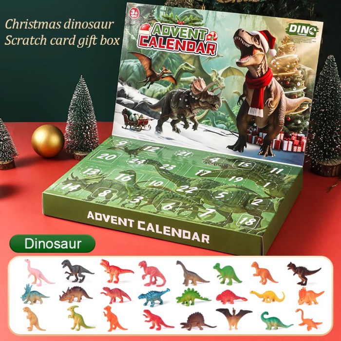 Advent Calendar 2025 Dinosaur Toys 24 Days Countdown Calendar to Christmas Surprise Toys Set with Different Dinosaur Figurine Gi 6