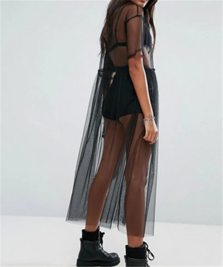 t shirt women black gauze mesh sheer tops sheer long shirts casual loose t shirts transparent long short sleeve tops T Shirt Women Black Gauze Mesh Sheer Tops Sheer Long Shirts Casual Loose T-Shirts Transparent Long Short Sleeve Tops 4