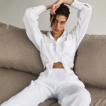 New Long-sleeved Double-layer 100% Cotton Gauze Shirt Pajamas New Trousers Suit 2PCS Set Home Clothes Sleepwear Nightwear 4