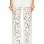 CHRSTYLE Lace Floral Loose Casual Wide Leg Pants for Women Elastic Waist See Through Mesh Summer Pants Beach Cover Ups 2025
