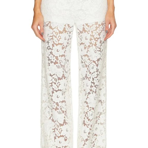 chrstyle lace floral loose casual wide leg pants for women elastic waist see through mesh summer pants beach cover ups 2025 CHRSTYLE Lace Floral Loose Casual Wide Leg Pants for Women Elastic Waist See Through Mesh Summer Pants Beach Cover Ups 2025
