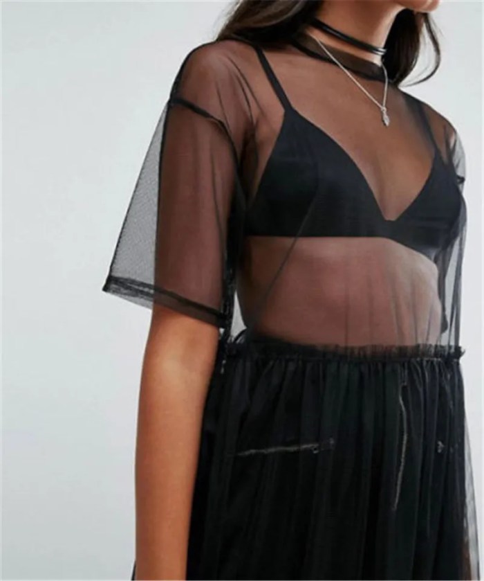 t shirt women black gauze mesh sheer tops sheer long shirts casual loose t shirts transparent long short sleeve tops T Shirt Women Black Gauze Mesh Sheer Tops Sheer Long Shirts Casual Loose T-Shirts Transparent Long Short Sleeve Tops