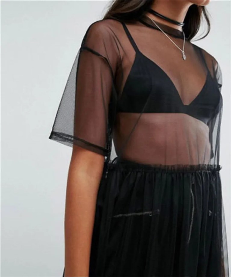 t shirt women black gauze mesh sheer tops sheer long shirts casual loose t shirts transparent long short sleeve tops T Shirt Women Black Gauze Mesh Sheer Tops Sheer Long Shirts Casual Loose T-Shirts Transparent Long Short Sleeve Tops