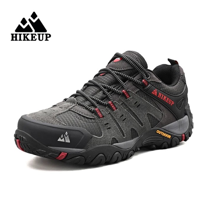 hikeup men's hiking shoes suede leather outdoor shoes wear resistant men trekking walking hunting tactical sneakers HIKEUP Men\'s Hiking Shoes Suede Leather Outdoor Shoes Wear-resistant Men Trekking Walking Hunting Tactical Sneakers