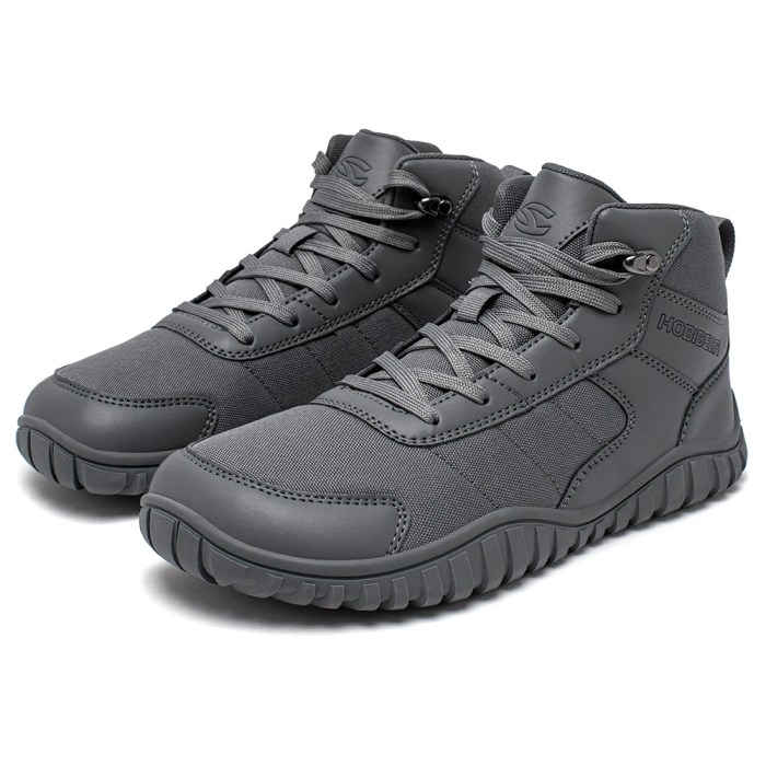 HOBIBEAR Unisex Mid-Top Wide Toe Shoes Hiking Boots Outdoor Non-Slip Trail-Running Artificial Leather Canvas Shoes 3