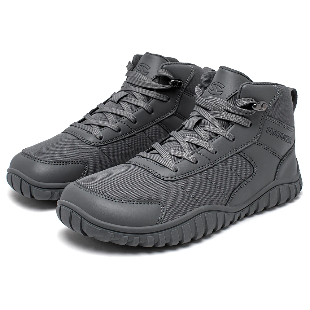 HOBIBEAR Unisex Mid-Top Wide Toe Shoes Hiking Boots Outdoor Non-Slip Trail-Running Artificial Leather Canvas Shoes 3