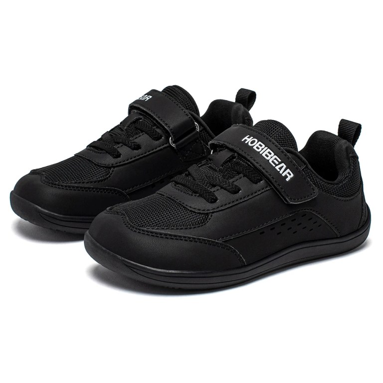 hobibear kids wide toe shoes big kid barefoot hook loop minimalist sneakers artificial leather mesh shoes HOBIBEAR Kids Wide Toe Shoes Big Kid Barefoot Hook Loop Minimalist Sneakers Artificial Leather Mesh Shoes 4