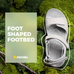 FitVille Women\'S Sandals Summer Beach Flats Adjustable Ankle Strap For Swollen And Flat Feet With Arch Support Open Toe Orthotic 4