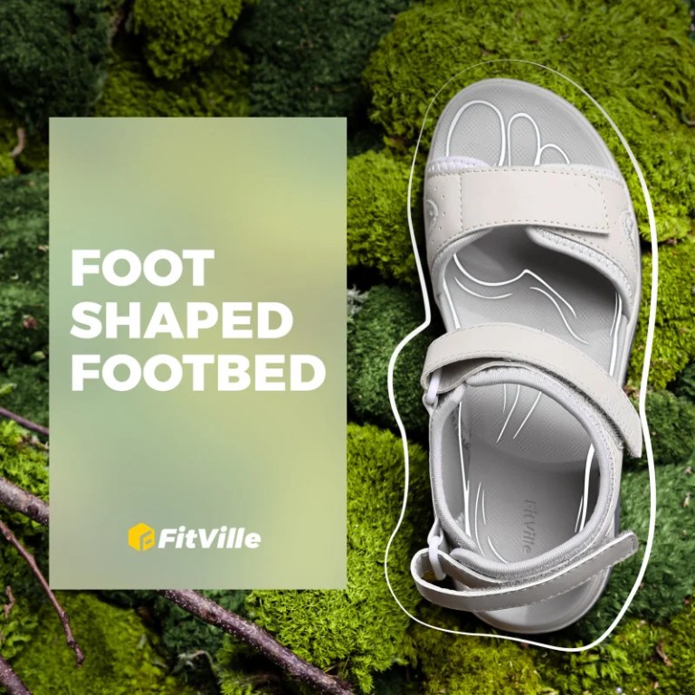 FitVille Women\'S Sandals Summer Beach Flats Adjustable Ankle Strap For Swollen And Flat Feet With Arch Support Open Toe Orthotic 4