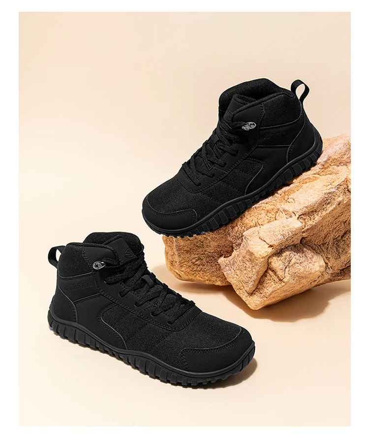 HOBIBEAR Unisex Mid-Top Wide Toe Shoes Hiking Boots Outdoor Non-Slip Trail-Running Artificial Leather Canvas Shoes 6