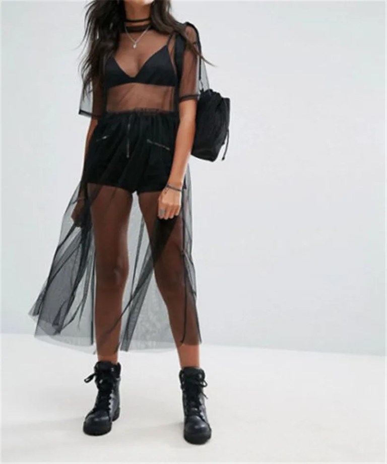 t shirt women black gauze mesh sheer tops sheer long shirts casual loose t shirts transparent long short sleeve tops T Shirt Women Black Gauze Mesh Sheer Tops Sheer Long Shirts Casual Loose T-Shirts Transparent Long Short Sleeve Tops 6