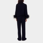 heziowyun women's 2 piece loungewear pjs set feathers long sleeve bow tied front lapel shirt + elastic waist pants sleepwear HEZIOWYUN Women\'s 2 Piece Loungewear Pjs Set Feathers Long Sleeve Bow Tied Front Lapel Shirt + Elastic Waist Pants Sleepwear 6