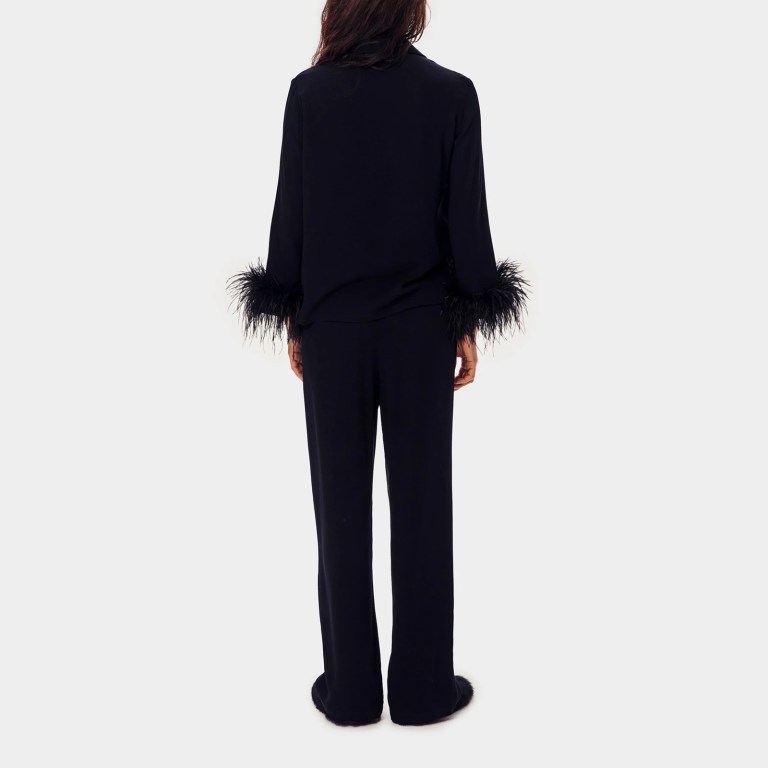heziowyun women's 2 piece loungewear pjs set feathers long sleeve bow tied front lapel shirt + elastic waist pants sleepwear HEZIOWYUN Women\'s 2 Piece Loungewear Pjs Set Feathers Long Sleeve Bow Tied Front Lapel Shirt + Elastic Waist Pants Sleepwear 6