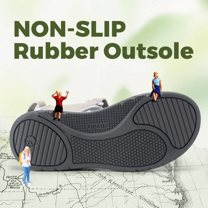 FitVille Women\'S Sandals Summer Beach Flats Adjustable Ankle Strap For Swollen And Flat Feet With Arch Support Open Toe Orthotic 6