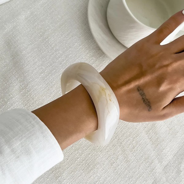 DIAZI 3 Style New Vintage Round Geometric Bangles Fashion Punk Acrylic Resin Wide Bangles Bracelets For Women Men Gift Jewelry 6