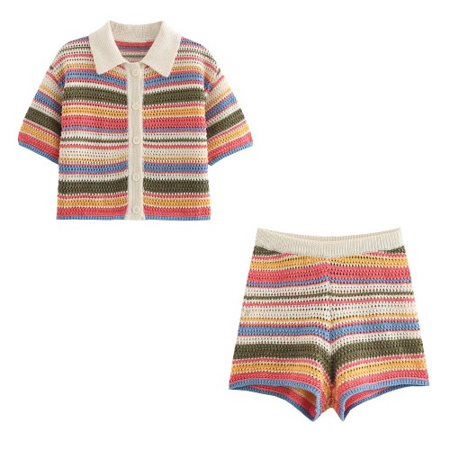 Zach Summer Crochet Knot SHort Shorts and Shirt Set Festival Vibe