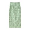 Zach Spring Summer round neck green sleeveless embroidered Crop slim fit split skirt 5