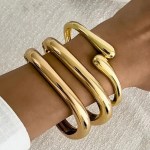 DIAZI 4 style Exaggerated Gold Silver Color Metal Cuff Bangles Women Men Hip Hop Punk Geometric Round Bracelet Party Jewelry