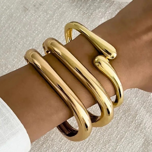 diazi 4 style exaggerated gold silver color metal cuff bangles women men hip hop punk geometric round bracelet party jewelry DIAZI 4 style Exaggerated Gold Silver Color Metal Cuff Bangles Women Men Hip Hop Punk Geometric Round Bracelet Party Jewelry