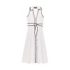 Zach Womens Spring Summer polka Dot Collar tennis Dress in White or Navy Midi Dress Crop Sleeveless 4